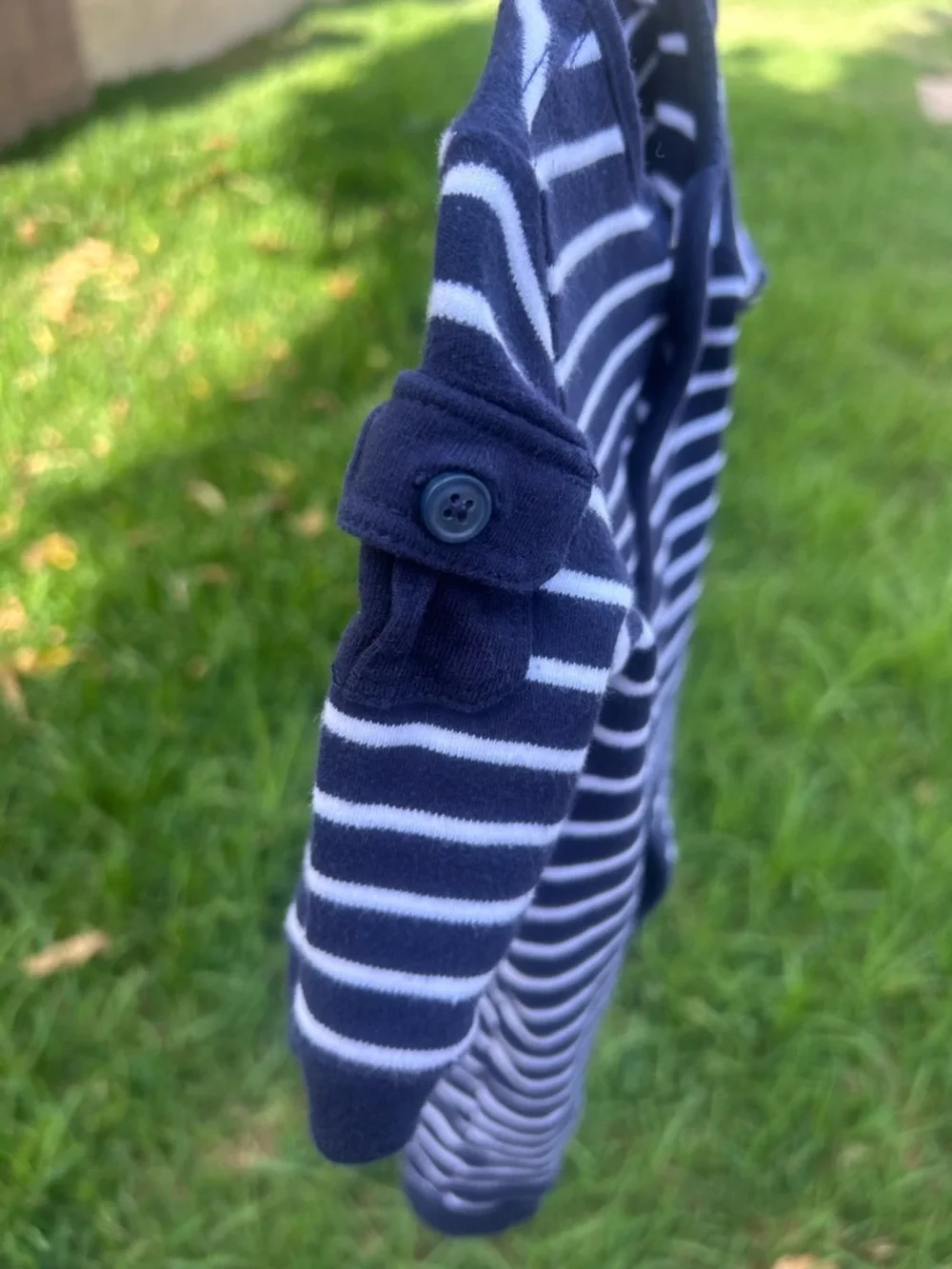 Ralph Lauren Navy & White Striped Baby Footie